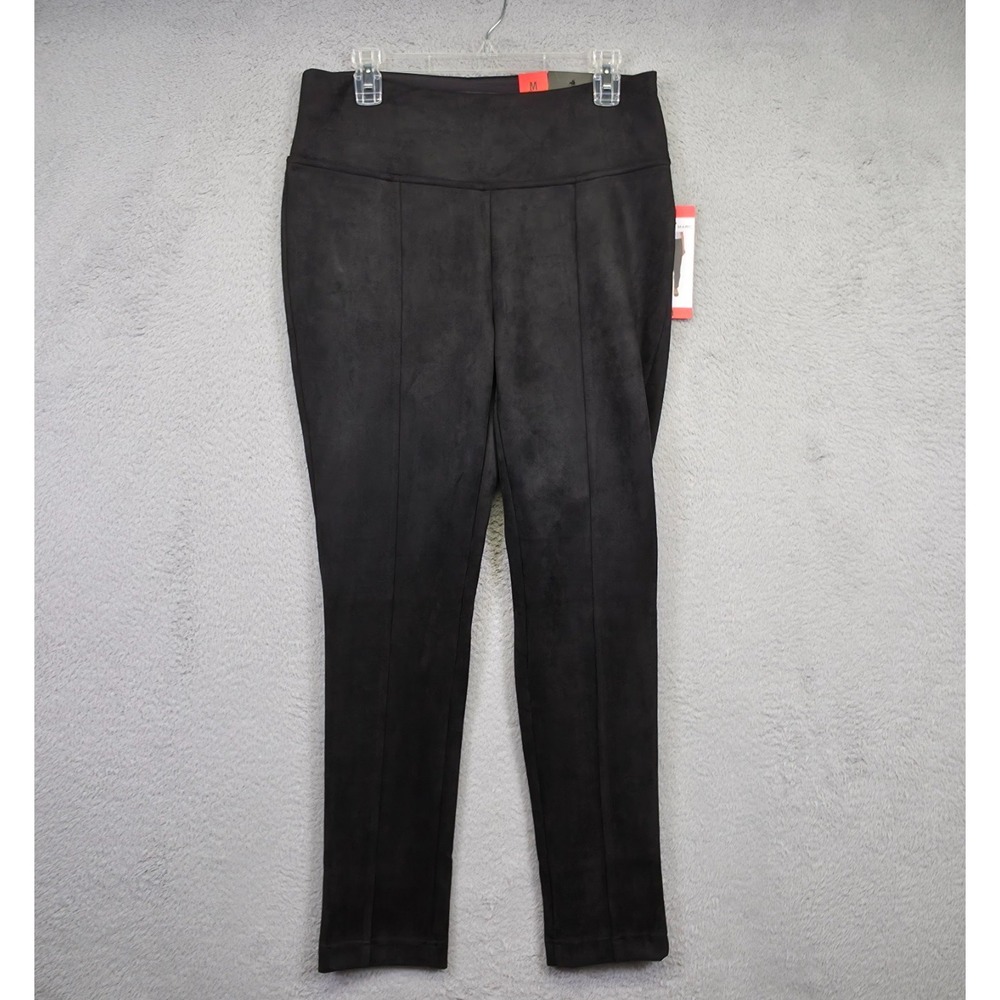 Andrew Marc Pants Womens M Black Skinny High Rise Pull On Faux Suede Shaping NWT